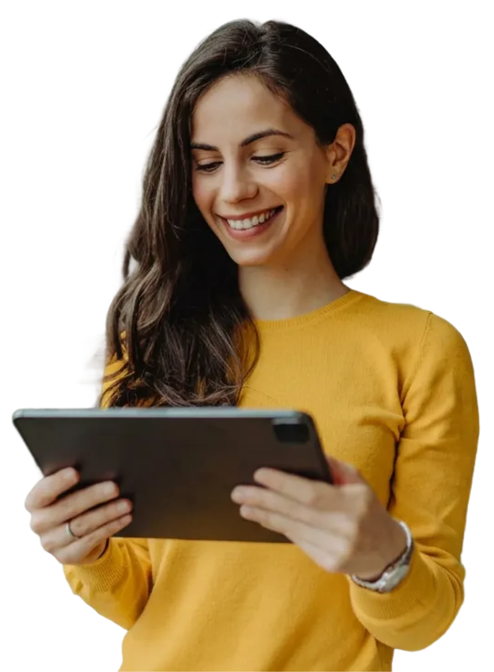 Client using a tablet to get a mortgage quote online through Mamba Capital Lending mortgage broker services for home loans and real estate financing.